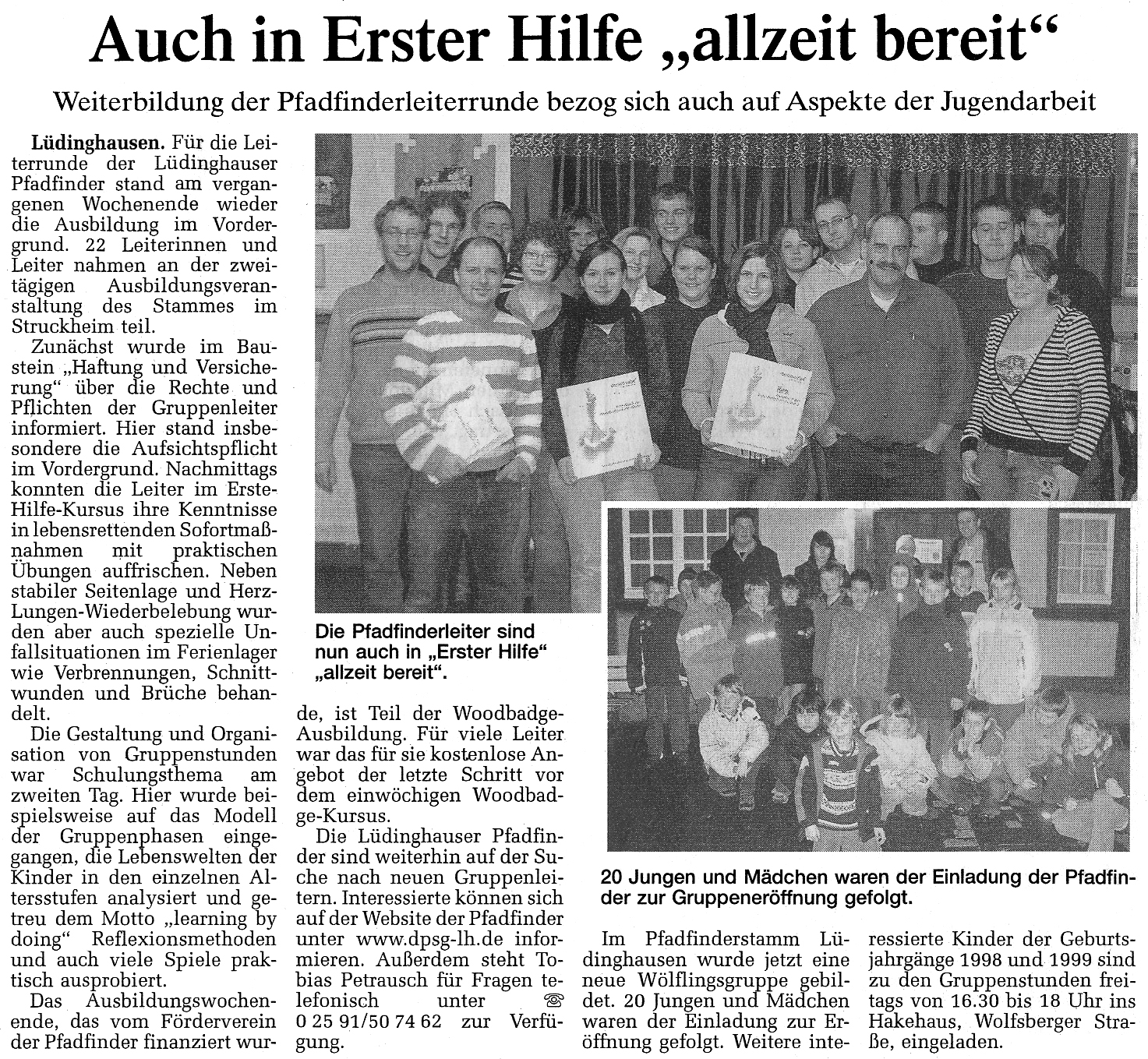 Zeitungsbericht Auch in Erster Hilfe allzeit bereit, WN 24.01.2008